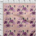 thumbnail image 2 of oneOone Silk Tabby Peach Fabric Flower & Leaves Watercolor Fabric For Sewing Print Craft Fabric By The Yard 42 Inches Wide, 2 of 4