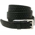 thumbnail image 1 of Made In USA 1 1/2 Black Leather Belt Double Holes Basket Weave Embossing, 1 of 4