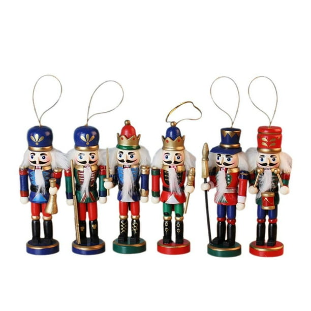 6x adornos navideños de Cascanueces, figuras de soldado Cascanueces, figuras de marionetas para decoración de mesa de estante