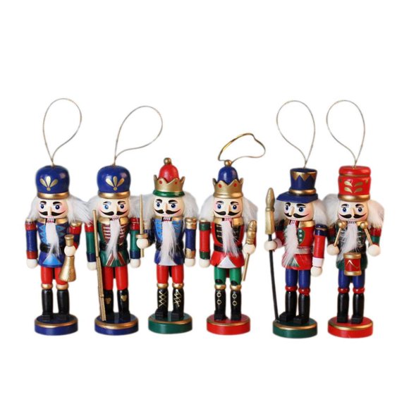 6x adornos navideños de Cascanueces, figuras de soldado Cascanueces, figuras de marionetas para decoración de mesa de estante