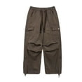 thumbnail image 3 of RMGVDSD Boys Baggy Cargo Pants Boys Cargo Pants Elastic Waist With Drawstring Casual Loose Fit Long Pants For Kids Trousers Fall Outfits 4-5 Years/Coffee, 3 of 7