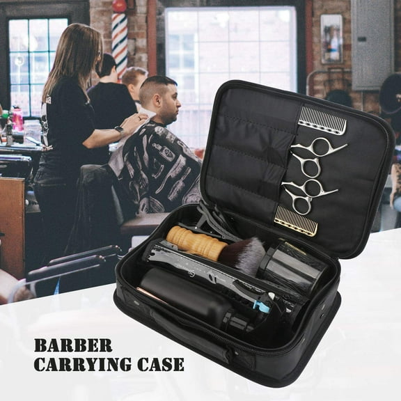 Barber Tool Organizer Case, Portable Hair Styling Accessories Storage Bag for Clippers Scissors Trimmer Grooming Kit