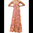 thumbnail image 1 of Vestido de Verano con Estampado Floral para Mujer, con Tirantes Finos, Aberturas y Lazo en la Parte Delantera, Holgado, Estilo Bohemio. Naranja Rosa S, 1 of 5