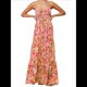 thumbnail image 1 of Vestido de Verano con Estampado Floral para Mujer, con Tirantes Finos, Aberturas y Lazo en la Parte Delantera, Holgado, Estilo Bohemio. Naranja Rosa S, 1 of 5