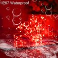thumbnail image 3 of YAOZHOU Guirnaldas de luces navideñas solares rojas Decoraciones impermeables para exteriores 100 LED (paquete de 2) 8 modos Guirnaldas de luces de cobre Luces de hadas para el día de San Valentín Jar, 3 of 5