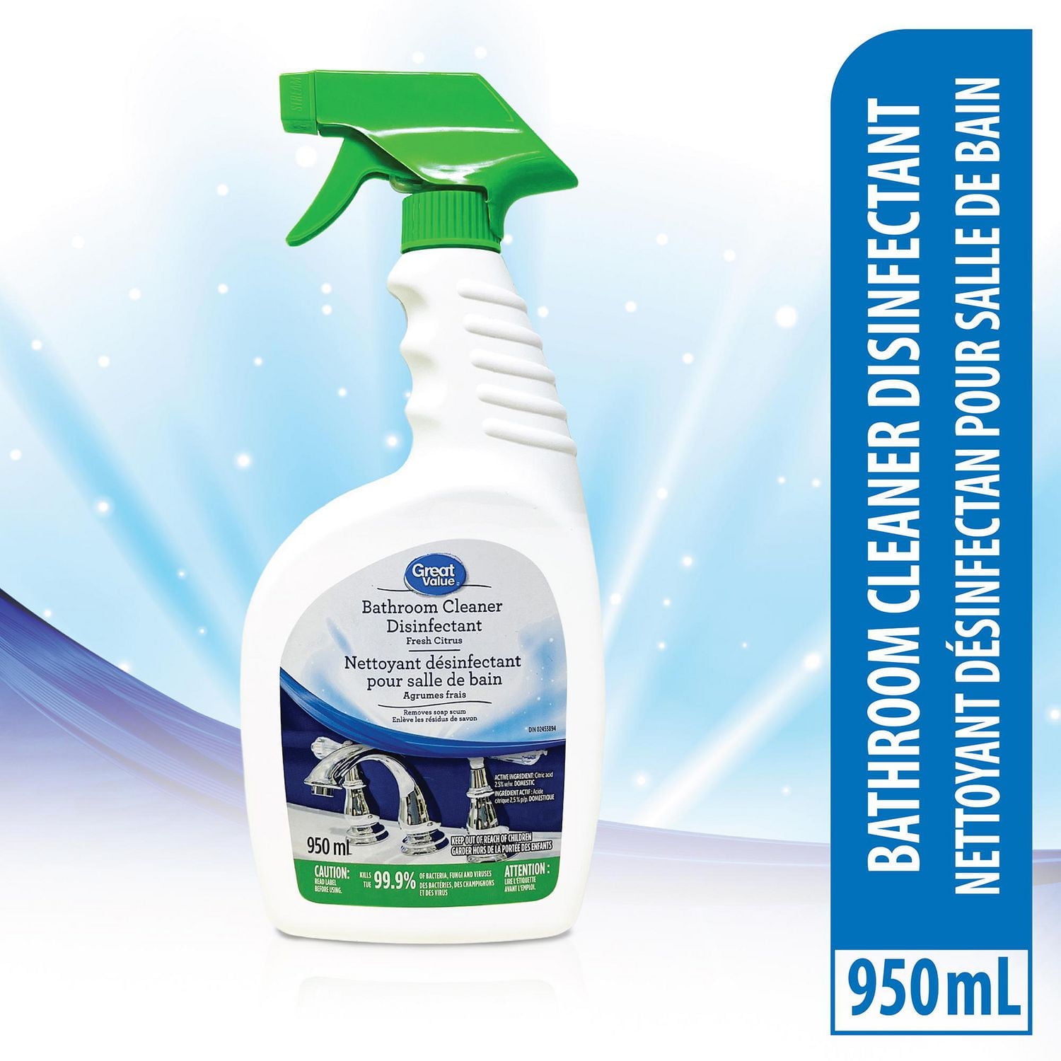 Great Value Bathroom Cleaner Disinfectant, 950 mL