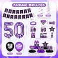 thumbnail image 7 of Purple 50th Birthday Decorations for Women Men Purple Black Happy 50th Birthday Banner Balloons Honeycomb Centerpiece Hanging Swirls Kit for 50 Years Old Bday Party Supplies, 7 of 7