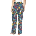 thumbnail image 3 of Uemuo Cartoon Space Pattern Women's Wide Leg Palazzo Lounge Pants with Pockets Light Weight Loose Comfy Casual Pajama Pants-, 3 of 9