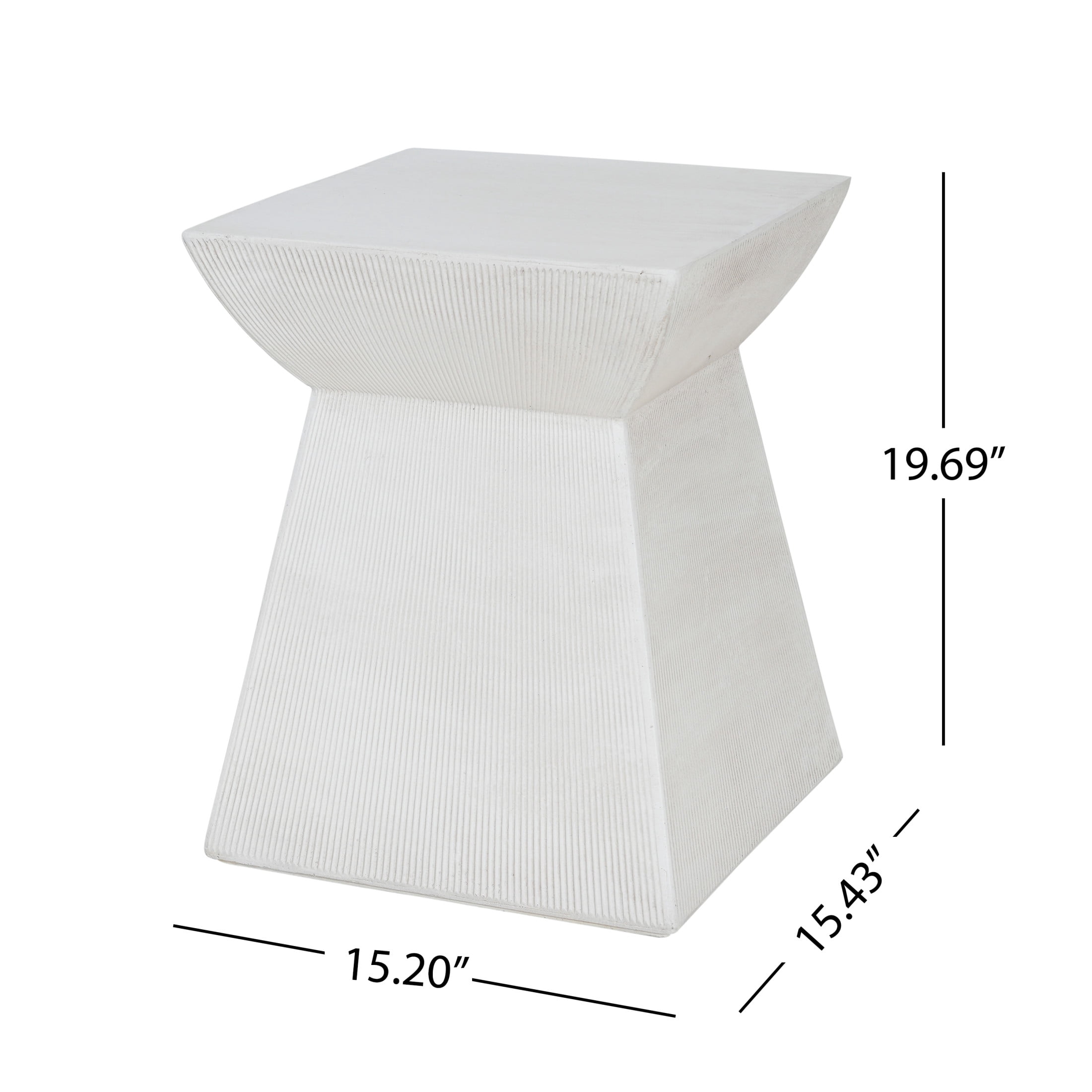 Christopher Knight Home Antique-Textured Lightweight Concrete Outdoor Accent Side Table, White