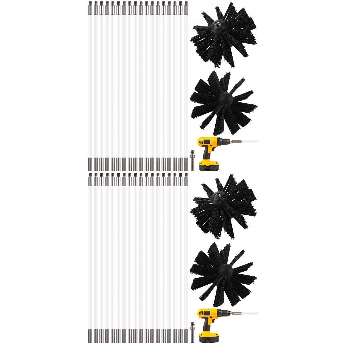 MLINS 36 Pcs Chimney Chimney Sweep Rods Cleaning Gutter Cleaning Tools With Brush Heads