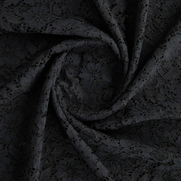 Zelouf Abigail Floral Corded Lace , Sewing, DIY, Crafts Fabric by the Yard, Black, 3 Yard