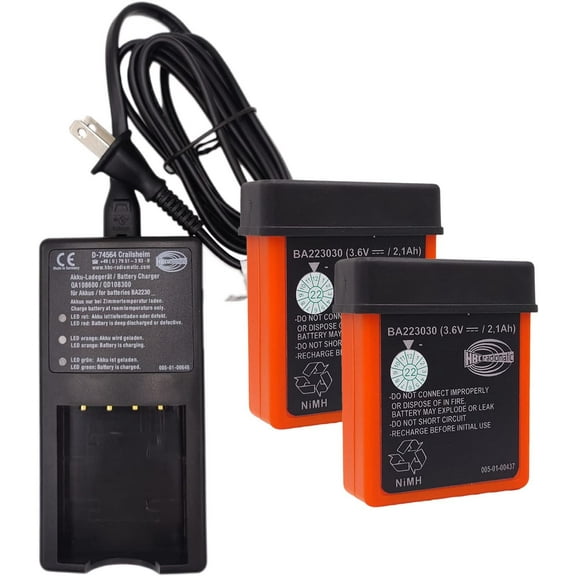 (2Pc BA223030 Batteries   1Pc Charger) 3.6V 2100mAh BA223030 HBC Remote Control Rechargeable Battery with AC 100V ~ 240V D-74564 QA108600 Charger