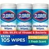 Clorox Disinfecting Wipes (105 Count Value Pack), Bleach Free Cleaning Wipes - 3 Pack - 35 Count Each