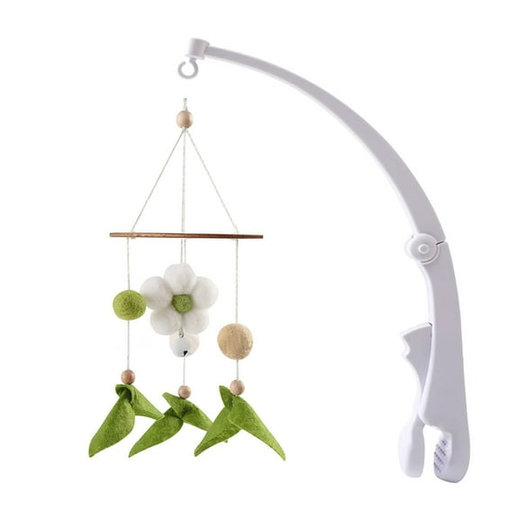 Woven Wooden Baby Crib Mobile with Bee and Flower Pendants, Lightweight Bed Bell for Newborn Sleep Soothing and Nursery Decoration