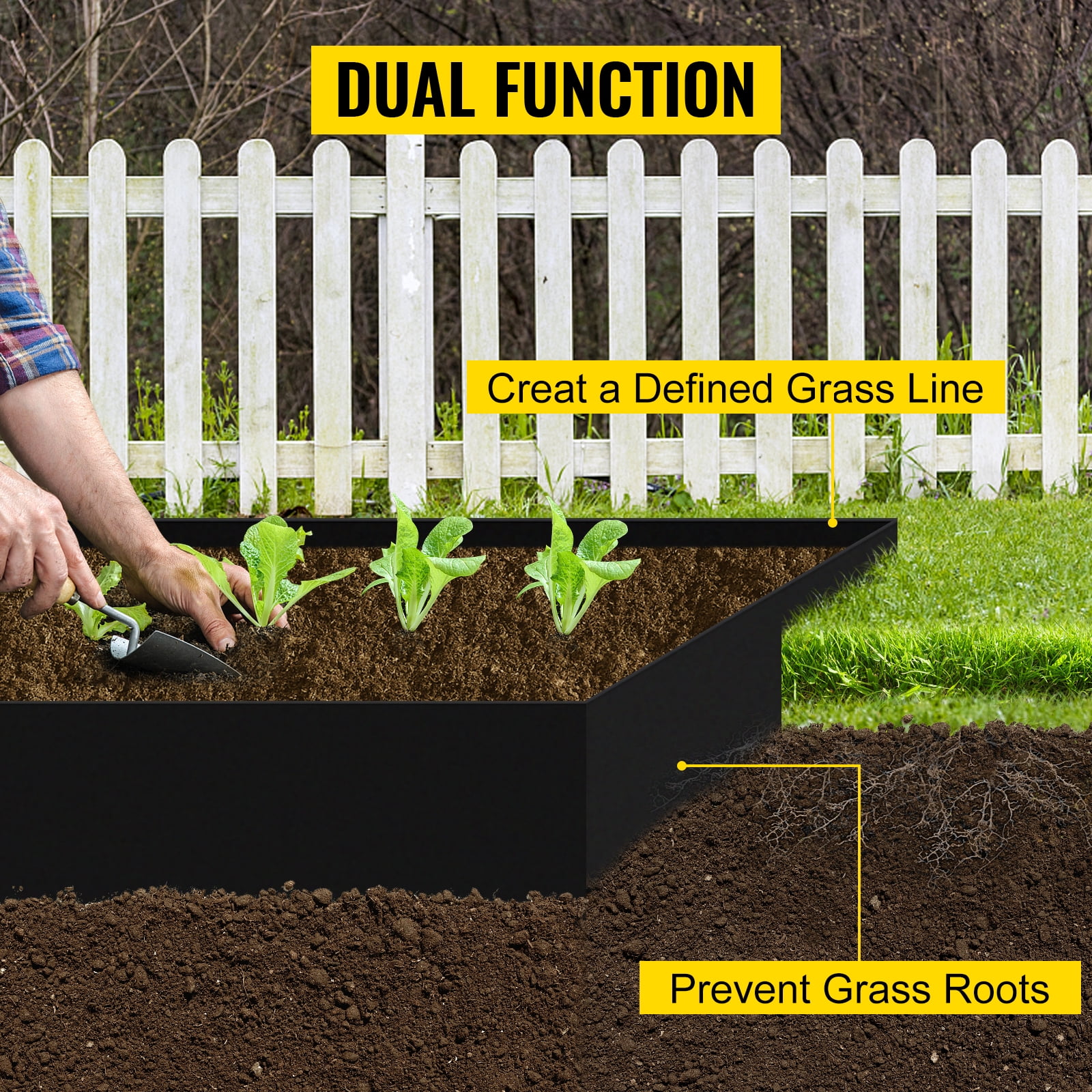VEVOR Landscape Edging Terrace Board 80 ft Length 10 inch Depth Lawn Garden
