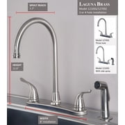 laguna brass double handle kitchen faucet with side spray