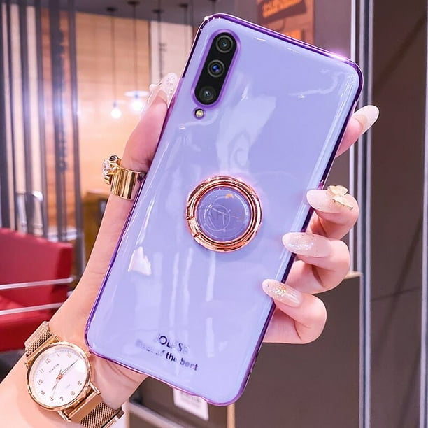 Funda de teléfono con soporte de anillo chapado de lujo para Samsung Galaxy A50 A70 A30 A20 A02 Galaxi A7 2018 A20s A11 A01, funda de silicona con soporte Tan Jianjun unisex