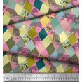 thumbnail image 3 of Soimoi Silk Fabric Leopard & Argyle Patchwork Print Fabric by The Yard 42 Inch Wide, 3 of 3