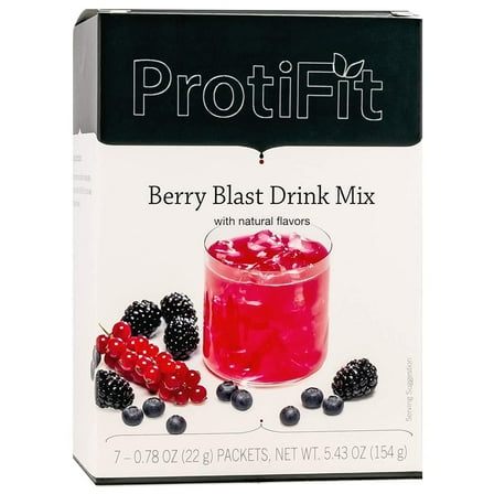Proti Fit High Protein Fruit Flavored Powder Drink Mix, 15g Protein, 7 Servings Per Box, Berry Blast