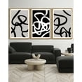 thumbnail image 2 of SHENIFY large 24x36in3pcs Natural Framed Black and White Lines Abstract Wall Art Ink Wash Minimalist Canvas Painting Artwork, 2 of 6