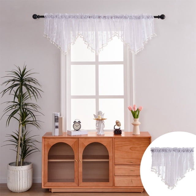 Sheer Valances For Small Lace Drapes Curtains With Tassels Decorative Window Swags For Kitchen Living Room