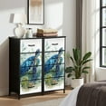 thumbnail image 6 of Dresser for Bedroom with 4 Storage Drawers Ocean Wall Decor Blue Turtle Sea Pictures Coastal Print Painting Dressers Chest of Drawers Steel Framed Fabric Closet Organizers for Entryway, 6 of 7