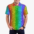 thumbnail image 1 of Balery Glitter Rainbow Camisa Polo de Hombre con Estampado, de Manga Corta y Tejido Medio, Camisa Tipo Golf Polo-XX-Large, 1 of 6