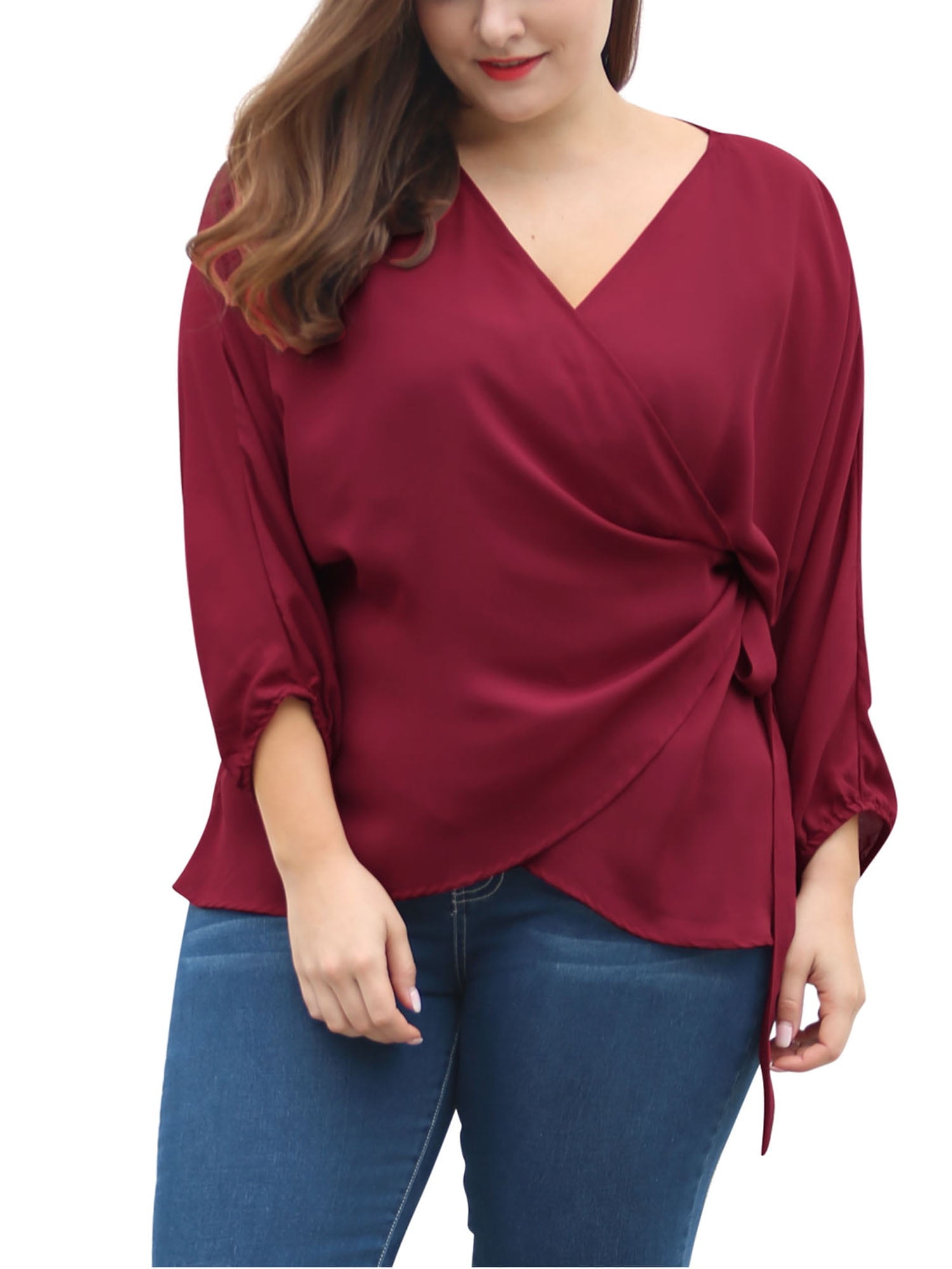 red wrap top plus size