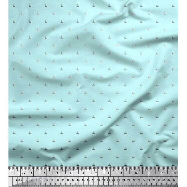 Soimoi Poly Georgette Fabric Sailboat Shirting Printed Fabric 1 Yard 52 Inch Wide