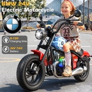 TOKTOO Licensed BMW 24v Electric Dirt Bike for kid, 24V Kid Electric Motorcycle, 24V Ride on Toy for Big Kids 5-8, 300W Power Motor With Removable Training Wheels, up to 12 Miles & 13MPH, Red