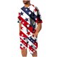 thumbnail image 1 of Mens Pantalones Casuales Cuello Redondo Impresión de Manga Corta Blusa Y Pantalones Cortos Traje, Pantalones de Traje para Hombres, 1 of 7