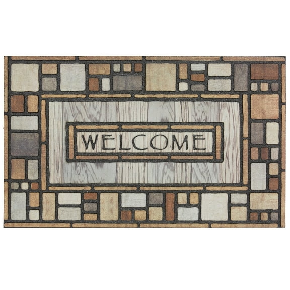 Mohawk Home Doorscapes Estate Mat Welcome Drifted Nature Mat Scatter, 1'11"x2'11", Grey & Tan