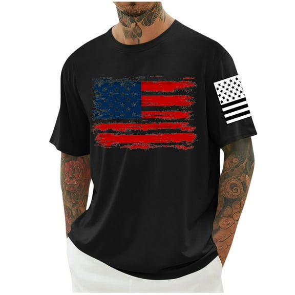 Posijego Mens July 4th Shirts Independence Day Graphic Tee for Men Crew Neck Short Sleeve Casual T-Shirts Loose Summer