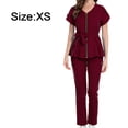thumbnail image 2 of Traje de enfermera elástico de belleza para mascotas con vendaje en la cintura, traje quirúrgico retráctil, traje dividido para mujer, manga corta para hospital, 2 of 6