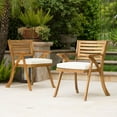 thumbnail image 3 of Helen Outdoor Teak Finish Acacia Wood Arm Chair (Set of 2), 3 of 7