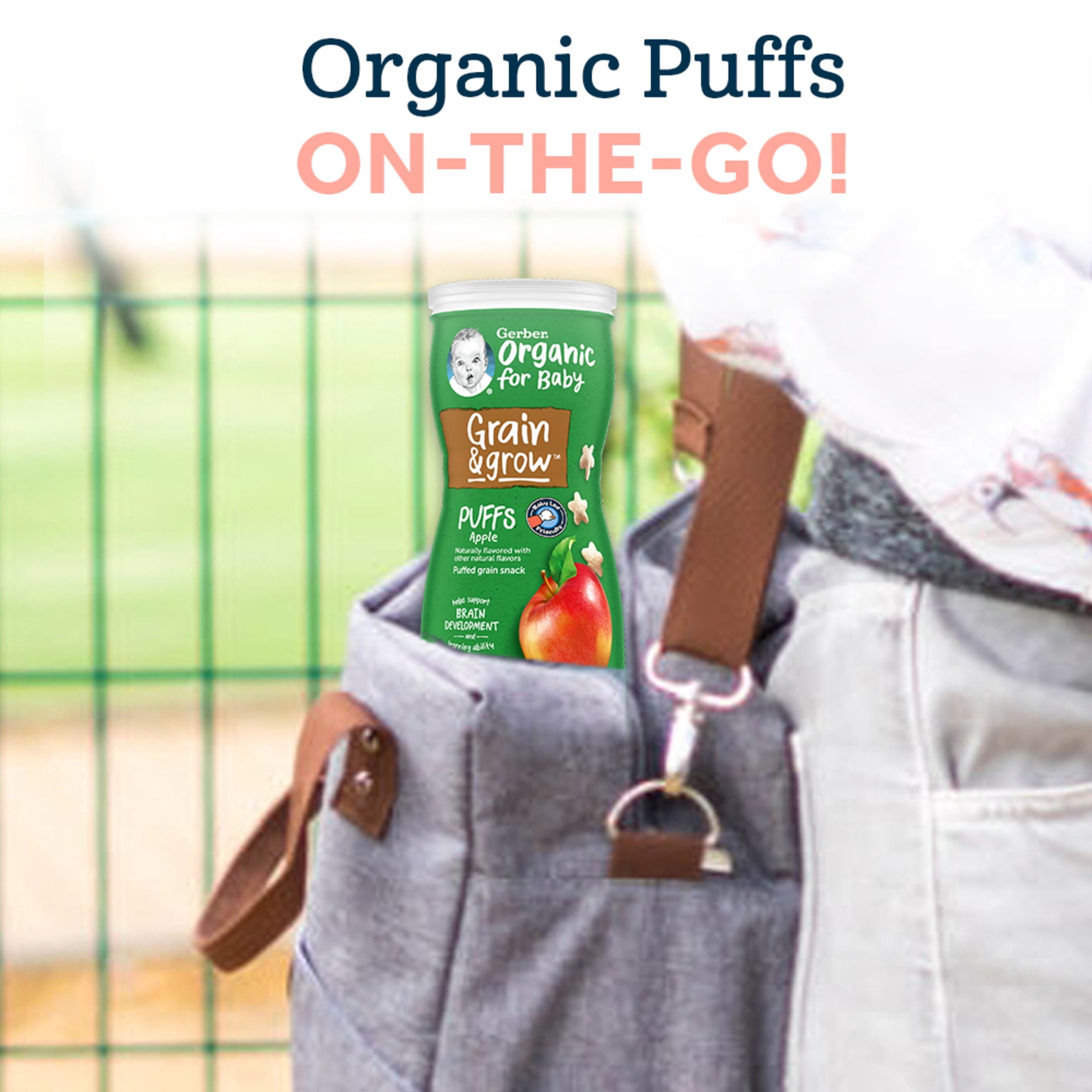 Gerber 2nd Foods Organic for Baby Grain & Grow Puffs, Fig Berry, 1.48 oz Canister (6 Pack)