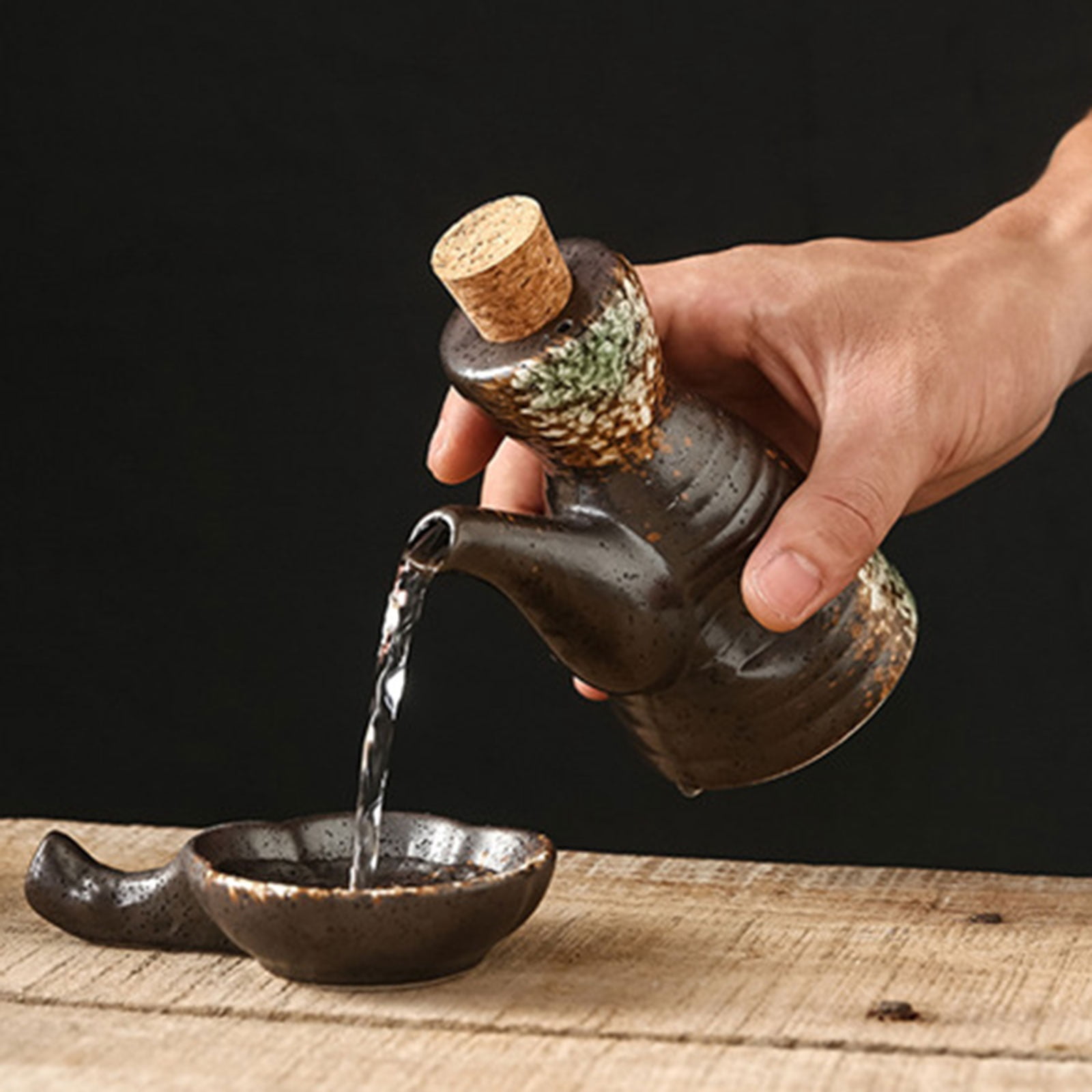 Ceramic Soy Sauce Dispenser, Traditional Japanese Kitchen Cooking Tools,Condiment Storage Jar For Storage Oil Vinegar Coffee Syrups