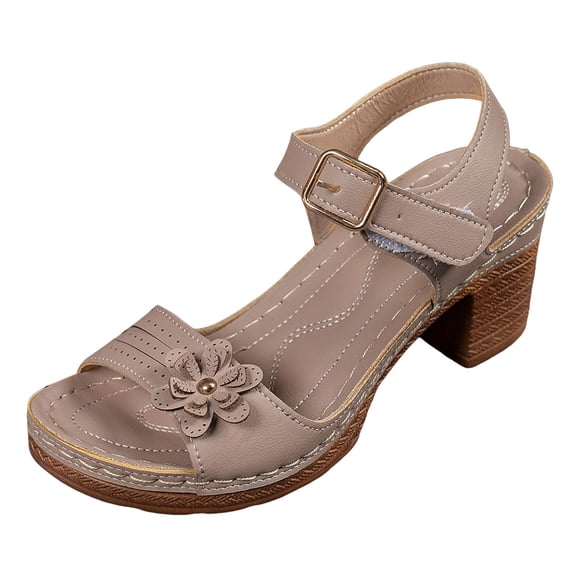 YLYL Womens Sandals Platform Chunky Heel Buckle Ankle Strap Open Toe Dressy Casual Summer Beach Shoes