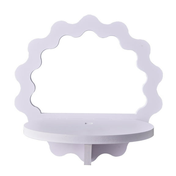OIUR White Square Wall Floating Shelf Round Hexagon Flower Shape Wall Mount Display Shelf Decoration Living Room Bedroom Bathroom Storage Rack