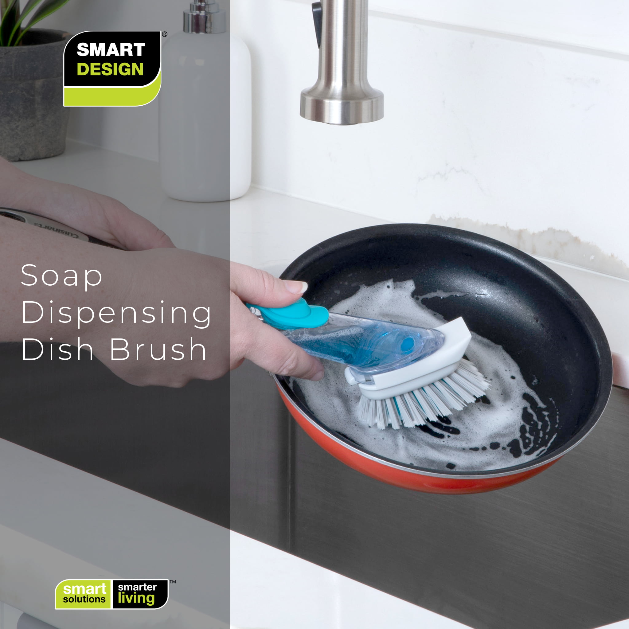 Smart Design Replacement Head for Non Scratch Soap Dispensing Dish Sponge - Set of 2 - Built-in Scraper - Odor Resistant - Dishwasher Safe - Cleaning