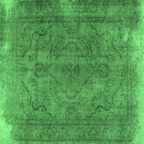 Ahgly Company Indoor Square Persian Emerald Green Traditional Area Rugs, 5' Square