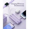 thumbnail image 3 of Cargador portátil Power Bank VRURC de 10000 mAh con cables, color lavanda, 3 of 8