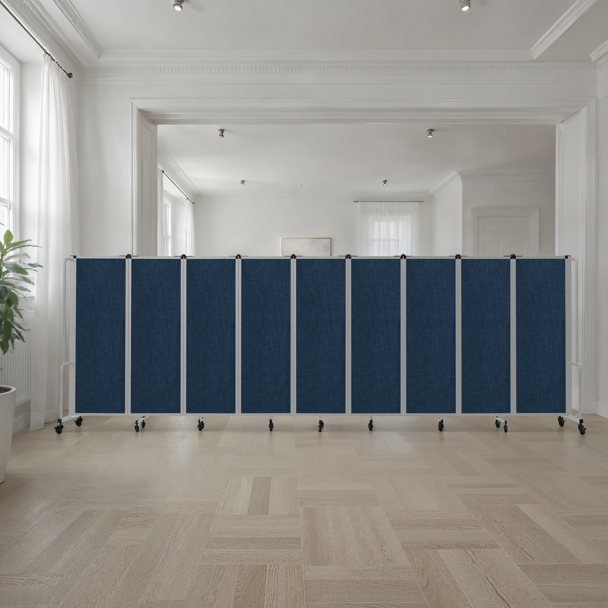 Hampden Furnishings Otis Collection Portable Room Divider, 9 Blue Panels, Grey Frame