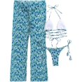 thumbnail image 4 of Women 3Pieces Swimsuits Triangle Bkinis Set Bkinis Swimsuit with Up Pant, 4 of 8
