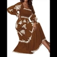 thumbnail image 3 of Vestido de Otoño para Invitada de Boda, Estilo Bohemio, Floral, de Larga, con Escote en V, Fluido, Elegante, para Playa Marrón S, 3 of 9
