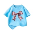 thumbnail image 5 of ZHOGXU Toddler Kids Girls T Shirt Short Sleeve Round Neck Bow Print Comfortable Breathable Fashion Tee Top For Everyday Wear,Light Blue,8-10 Years, 5 of 5