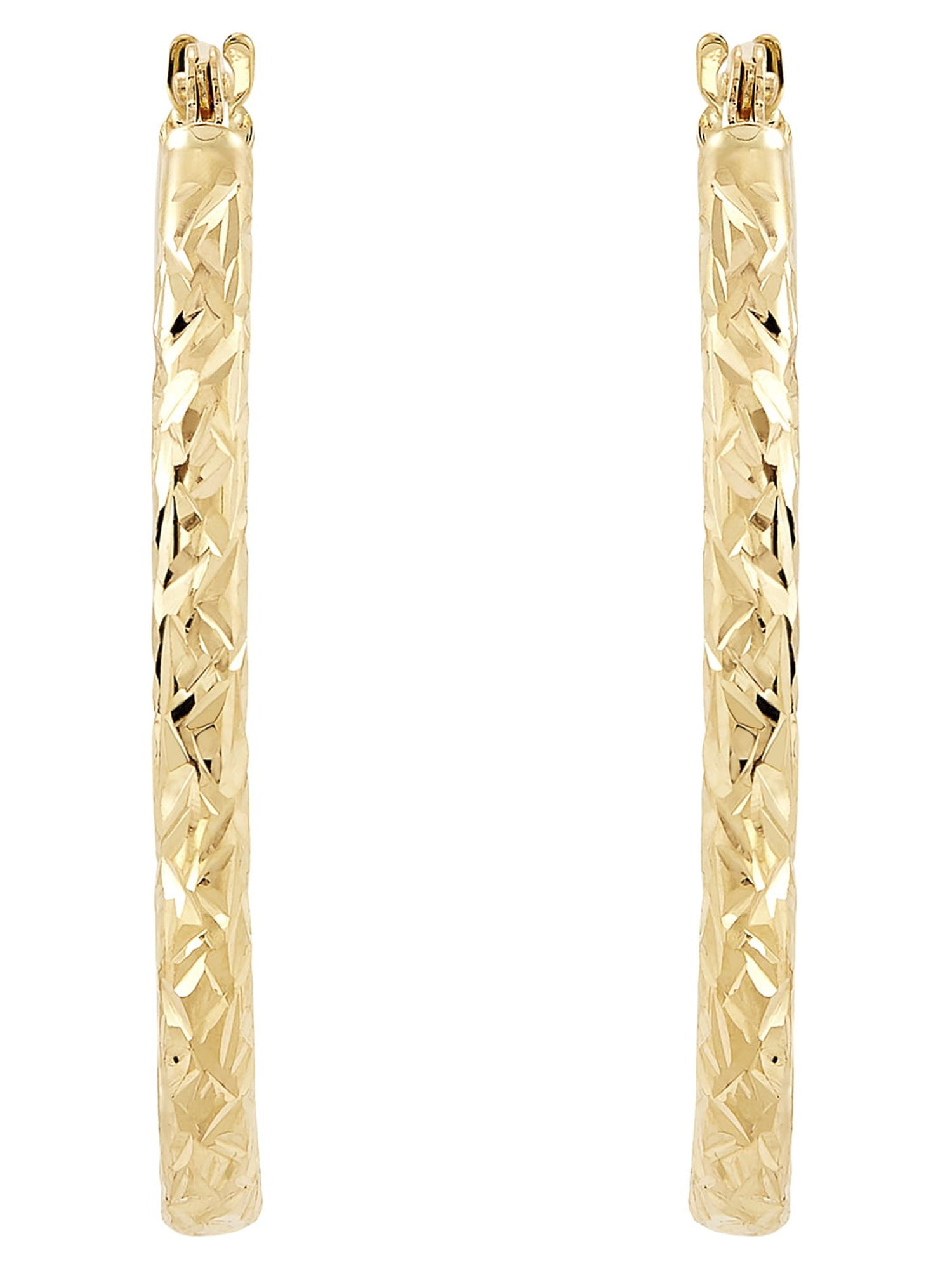 Brilliance Fine Jewelry 10K Yellow Gold 2MM x 25MM Hollow Oval Hoops Earrings
