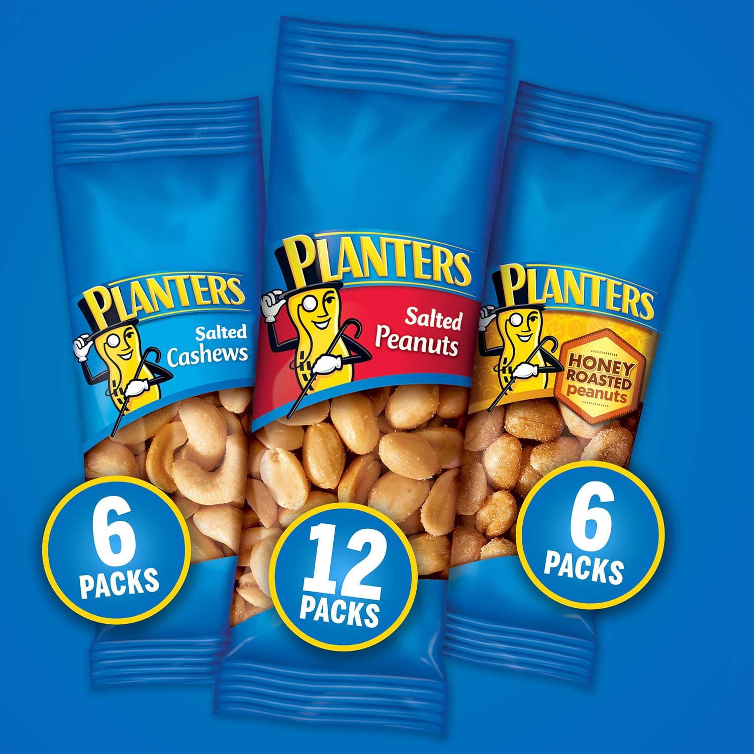 Planters Variety Pack Cashews & Peanuts, Roasted & Salted Nut Mix, 24 pk. With White Bowl By OMA