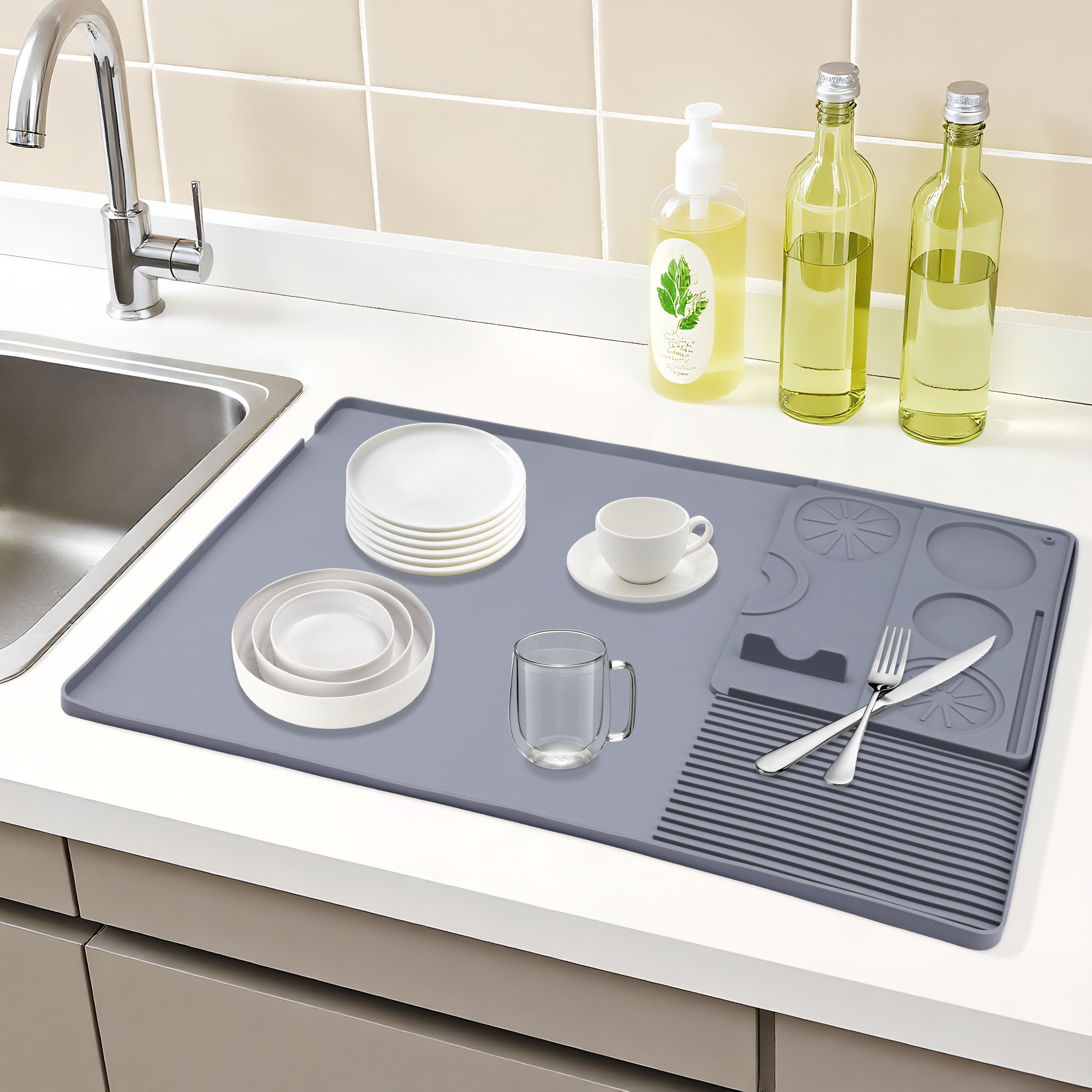 Unique Bargains Removable Bar Mat with Non-Slip Design Gray（2 in 1）