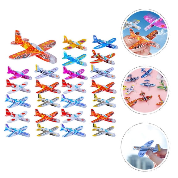 LOLIPPYY 36Pcs Flying Foam Airplane Model Assorted Colors Easy Assembly Outdoor Throwing Plane